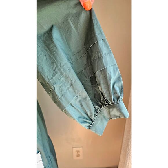 Aura Dress The Red Dress Oversized Babydoll Tiered V Neck Maxi -Green, Sz XS - Picture 6 of 10